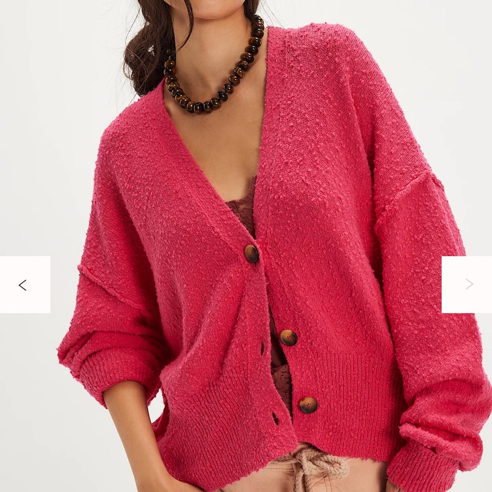 Free People Bold Pink Cardigan